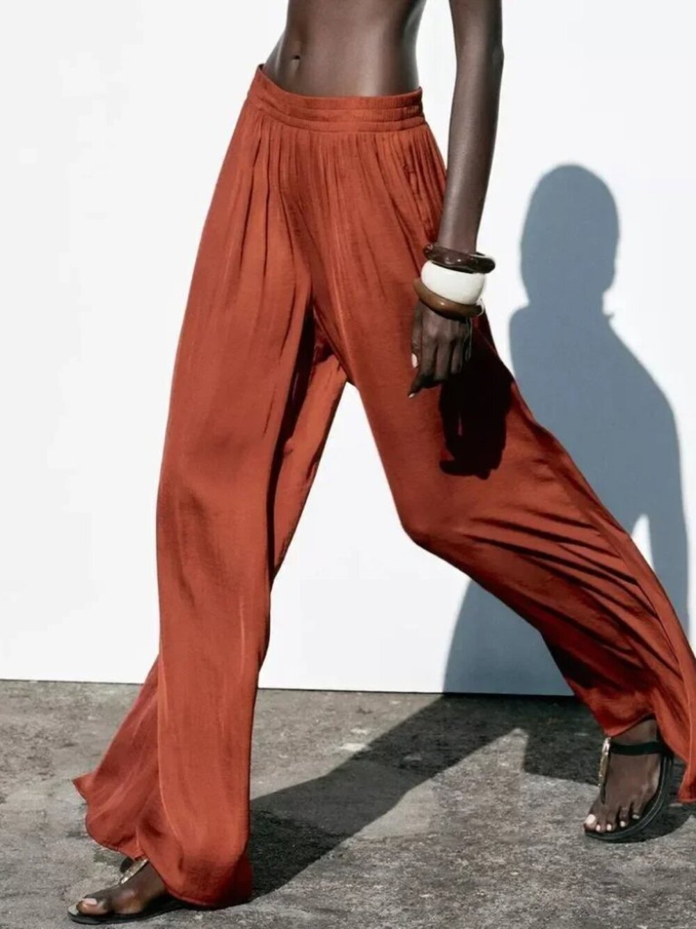 NWT Zara Flowy Wide-Leg Elastic Waist Palazzo Pants XS
